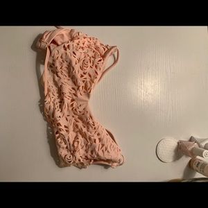 Pink target bikini top